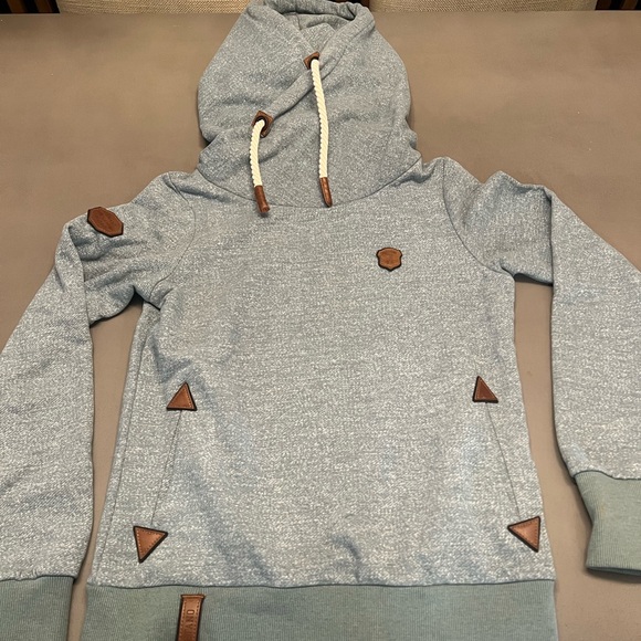 Naketano Sweaters - Naketano Blue Hoodie with Brown Patch